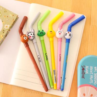 China Normal Stationery Straw Gel Pen Cute Student Pen Learning Office Sign Pen for sale