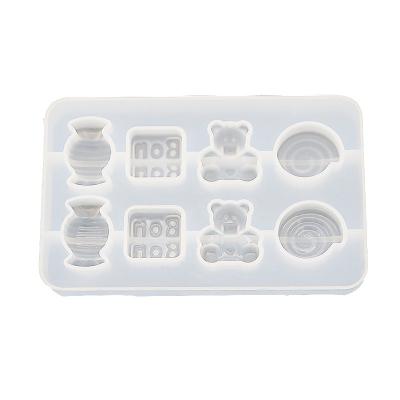 China Silicone Mold Mirror Frosted Candy Bear Mold Aromatherapy Pendant Handmade Diy Crystal Epoxy Silicon Gypsum Mold for sale