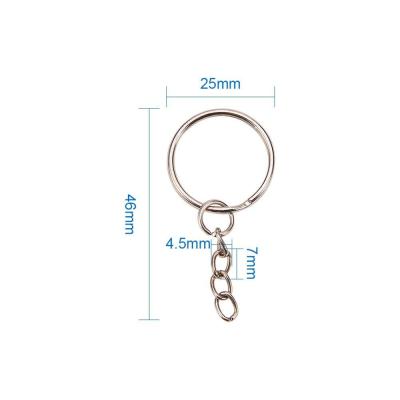 China Eco-Friendly eBay Hot Selling 25mm Iron Key Chain With Extension Chain Accessories High End Key Chain Hardware for sale