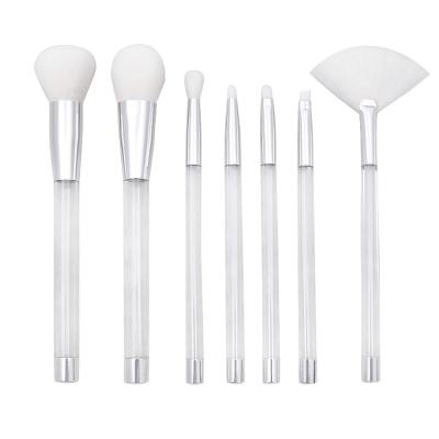 China Beauty Care Make Tools Best Makeup Brush 7pcs Glitter White Clear Empty Body Makeup Brush Set Custom Logo for sale