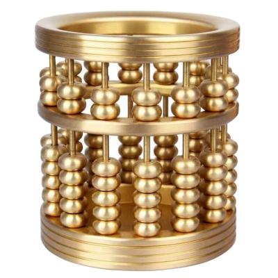 China Luxurious Pure Brass Abacus Pen Holder Creative Abacus Study Office Desk Brass Crafts for sale