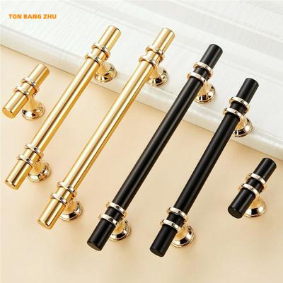 China Popular Black Gold Furniture Handles Cabinet Drawer Wardrobe Door Handle Des Manijas De Puertas Aluminum Alloy Handle High Temperature Sealing Gloss for sale