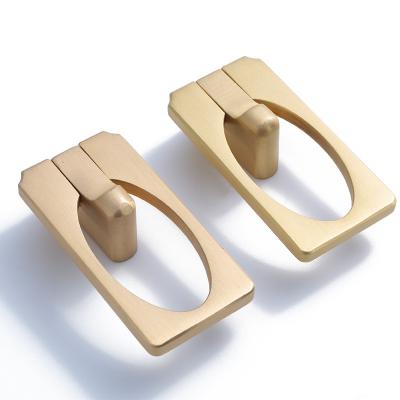 China High Temperature Sealing Luster Brass Furniture Handle Pull Finger Handle Furniture Handle In Sideboard Rectangle Small Knob Type for sale