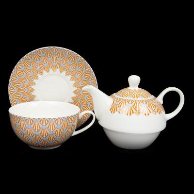 China Viable Wholesale High Quality Exquisite Luxury Gold Tea Coffee Cup Set and Saucer Ceramic Teapot for sale