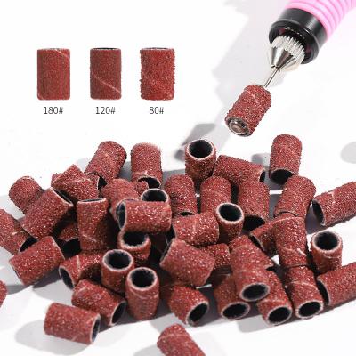 China Nail Drill 100pcs/lot 80# 120# 180# Head Sand Consecrated Circle Nail Polisher Grinding Essential Supplies Sanding Bands for sale