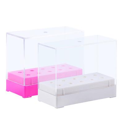 China Mini Nail Drill Holder 7 Holes 10 Holes Nail Storage Manicure Tool Storage Box Main Container Grinding Nail Drill Bit Holder Acrylic Display Rack for sale