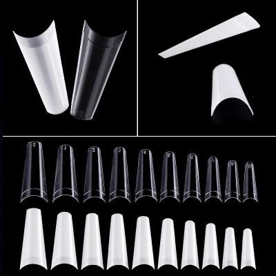 China Wholesale 500pcs Nail Art Decorations Per Bag Fake Nails Clear New French Coffin Nail Tips Natural False Artificial Nails for sale