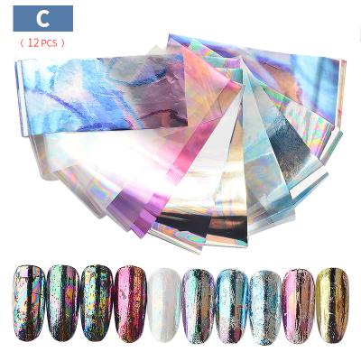 China Nail Art Decorations Magic Color Nail Art Transfer Sticker Set Decoration Colorful Sticker Nail Paper Glass Foil Multi Colors for sale