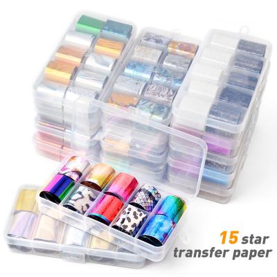 China Holographic Nail Art Decorations 10 Pcs Nail Foil Set AB Color Transfer Sticker Decorations 2.5*100cm Mix Designs Manicure Nail Art Decal for sale