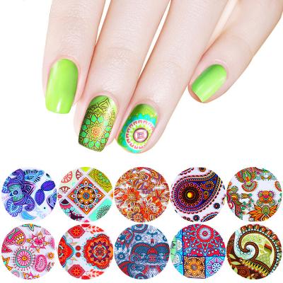 China Holographic Nail Art Decorations 10pcs Foils Set Flower Colorful Nail Foils Set Full Starry Paper Transfer Wraps Manicure Charm Sticker for sale