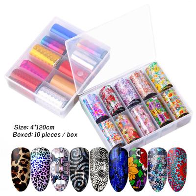 China Nail Art Decorations Glitter Nail Gel Stickers Set Flower Foil Leopard Transfer Toil Stickers Nail Art Designs Decoration for sale