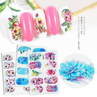 China 5D Nail Art Decorations Embossed Flower Nail Sticker Decals Manicure Self Adhesive Nail Art Sticker Decoration for sale