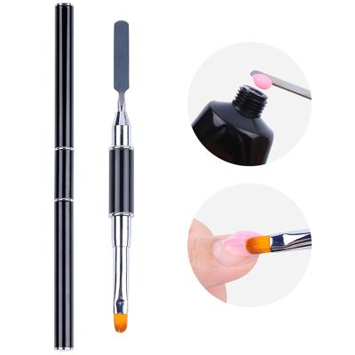 China New Design Nail Art Tool Nail Art Tool Double Sided High Quality Side Cuticle Pusher Handle Metal Brush Nail Art Brush for sale