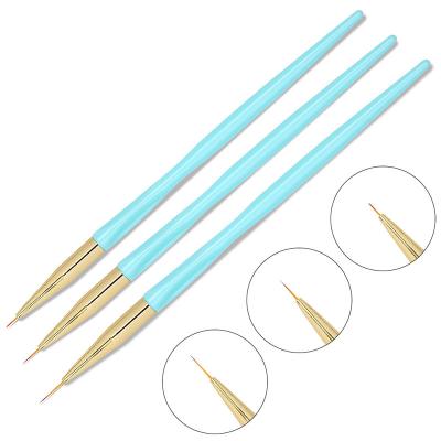 China Nail Salon Nail Art Wholesale 3 Types Blue Acrylic Pen Painting For Nail Art Design Nail Brush Set Nail Brush Set for sale