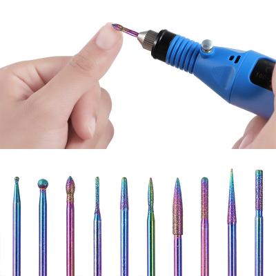 China Electric Magic Colorful Manicure Bit Electric Magic Colorful Manicure Drill Bits Manicure Head Tool Rainbow Tungsten Alloy Nail File Grinding Electric Drill Bit for sale