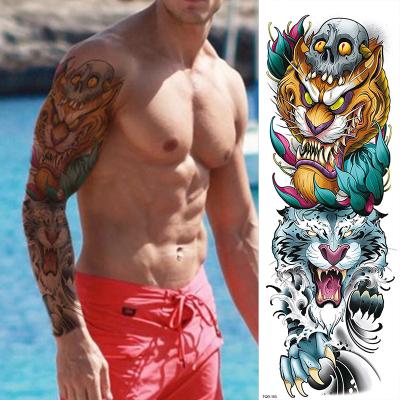 China Wholesale Large Temporary Arm Sleeve 3D Tattoo Waterproof Temporary Tattoo Sticker Lion Crown King RoseWild Wolf Tiger Men Full Skull Tattoo for sale