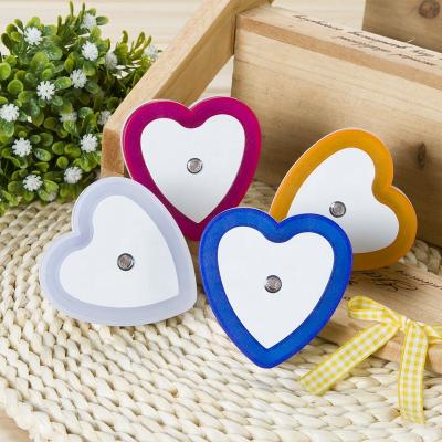 China New Modern LED Night Lights Light Control Wireless Sensor EU USA Plug Night Light Living Room Bedroom Heart Shaped Mini Bedside Lamp for sale