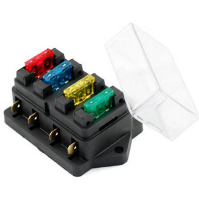 China New Way 12V/24V 4 Way Car Truck Blade Fuse Box Auto Rack Circuit Standard ATO With 4X Fuse 30cm x 25cm x 15cm (11.81in x 9.84in x 5.91in) for sale