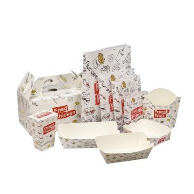 China Disposable Custom Takeaway French Fries Chicken Hamburger Packaging Boxes Fast Food Paper Boxes Containers Disinfected Sanitary Paper Box for sale