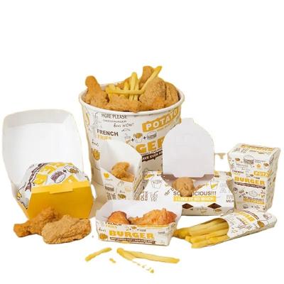 China Disposable Custom takeaway Roast Wings Fry Nugget Fried Chicken Box Disposable Take Out Burger Paper Fries Box Fast Food Packaging for sale