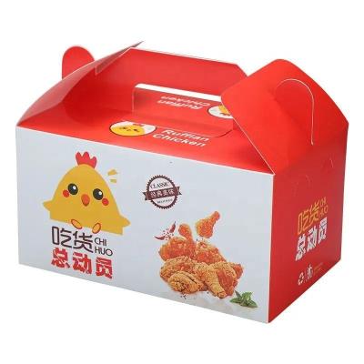 China Disposable Customized Take Away Food Grade Paper Hot Dog To Go French Fried Chicken Carton Burger Box Printing Fast Food Paper Box for sale