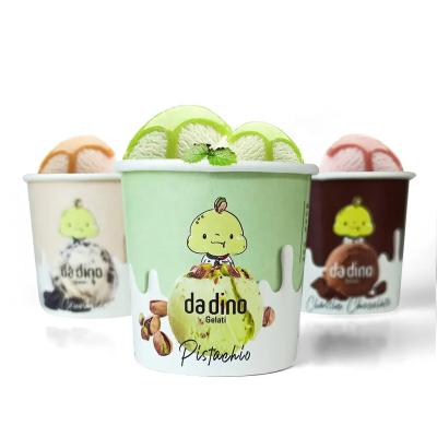 China Recycled Materials Customer printed waterproof paper ice cream cup with dome lid dessert yogurt ice cream shop container tubs paper packaging for sale