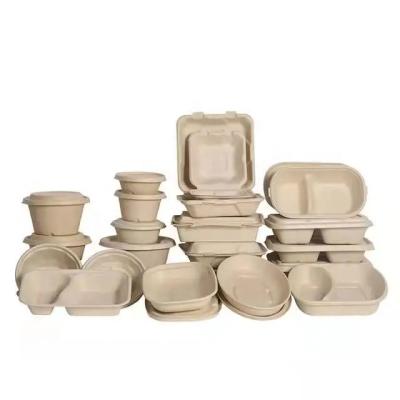 China Bio-degradable Clamshell Take Out Container 100% Natural Bagasse Sugarcane Fiber Food Container with Hinge Lids Heavy-Duty To Go Boxes for Food for sale