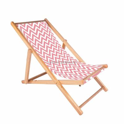 China Folding Beach Chair Solid Wood Beach Lounge Chairs Easy-Carry Outdoor Foldable Extended Deck Chair for sale