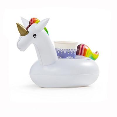 China Easy Install Portable Inflatable PVC Drink Holder Swimming Pool Unicorn Floating Cup Tray for sale