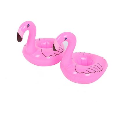 China Easy Install Inflatable PVC Pool Float Cup Holder Flamingo Beverage Coaster Bear Drink Holders for sale