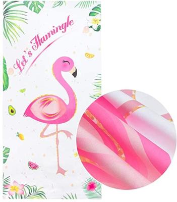 China Compressed Tropical Hawaiian Sand Flamingo Microfiber Water Absorption Beach Towel Swimming Pool Bath Blanket Free Quick Dry Travel Gift for sale