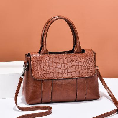 China Durable Wholesale Mommy PU Handbags Personalized Crocodile Pattern Tote Bags Crossbody Minimalist Pure Color Handbag For Lady for sale