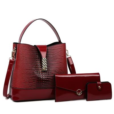 China Fashion 2023 Latest Popular Large Capacity Girls Wallet Bag 3 In 1 Set  Comfortable Quality Handbags for sale