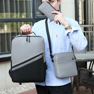 China Fashion New Custom Logo Multiple Compartments Travel Bag 3 Pieces Set Multipurpose Laptop Backpack for sale