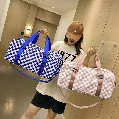 China Durable High Capacity Travel Bags Waterproof Tote Luggage Bags Woman Men Plaid Duffle Storage Bags for sale