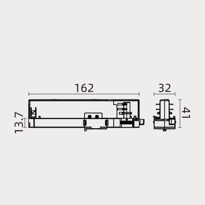 China Modern POWERGEAR PRO-UAT430 3 Round End Adapter with 30W Driver Hidden Triac Dimming Adapter Track Light System for sale