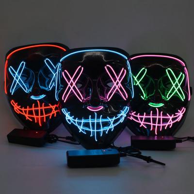 China Halloween Mask New Custom Made Masquerade Party Light Up Funny Colorful Luminous Cosplay LED Halloween Scary Neon Mask for sale