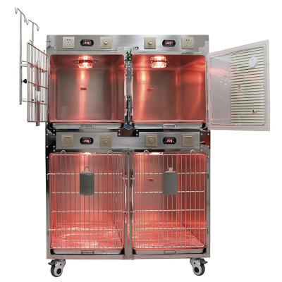 China Health Care Manufacturer Pet ICU Oxygen Cages Stainless Steel Vet Hospital Animal Hot Infrared Cages For Cat Dog Recovery Clinic for sale