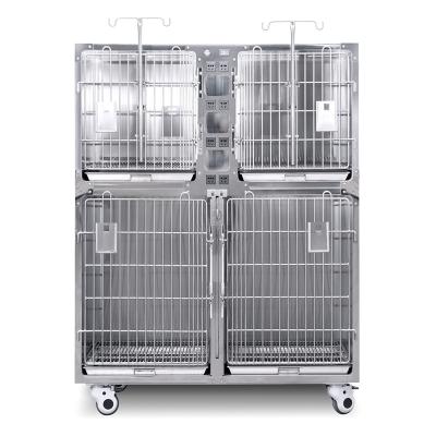 China Medical Device Oxygen Animal Veterinary Cage Manufacturer Health Care Stainless Steel for Pets in ICU for Recovery with Extra Hold for sale