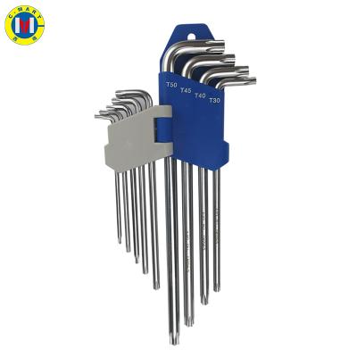 China C-Market 9pcs T10-T50 T-Handle Chrome Vanadium Steel Extra Long Mirror Finish Good Quality Extra Long C-Market 9pcs T10-T50 Arms Extra Long Head Allen Wrench Set Torx for sale