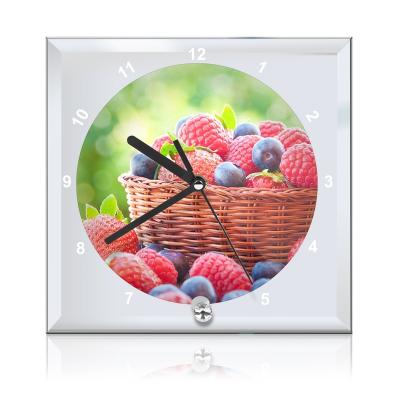 China Wedding decoration & Wholesale Gift Sunmeta Round Shape Glass With Clock Blank Sublimation Glass Frame for sale