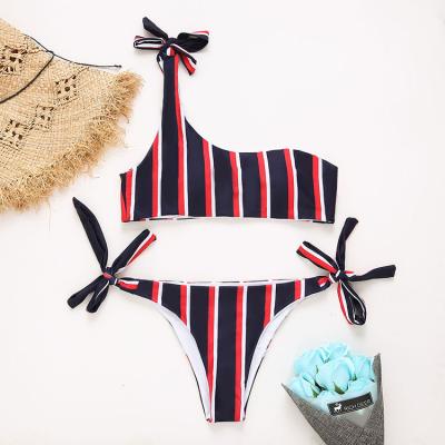 China Women's Breathable Bikini Set One Shoulder High Waist Two Piece Swimsuit for sale