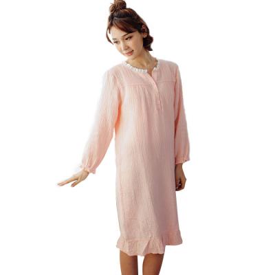 China Custom QUICK DRY one piece women organic cotton pajamas plus size ladies nightgown luxury sleepwear for sale