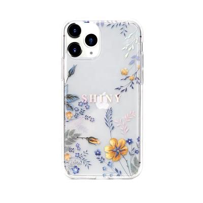 China Anti-Scratch/Shockproof/Slipproof/Anti-Dust Protective Cover Anti Scratch IMD Flower Floral Pattern Clear Coat Double Case For iPhone 11 pro for sale