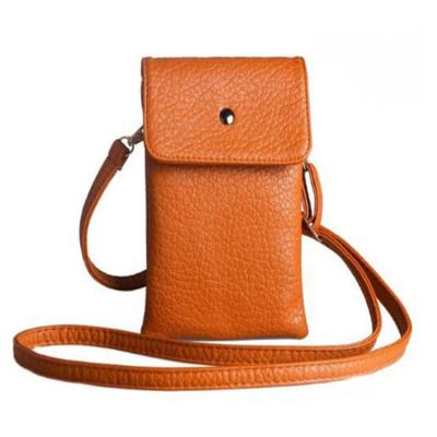 China Mini High Protective Portable Brown Cross - Body Purse Leather PU Zipper Bag Mobile Phone Back Bag for sale