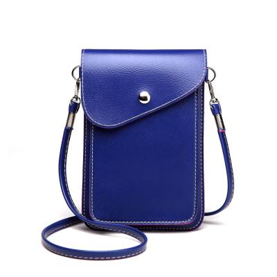 China 2021 Cheap 1 Pieces High Protector Supply Goods Cell Phone Bag Women's PU Blue Leather Cross - Body Bag for sale