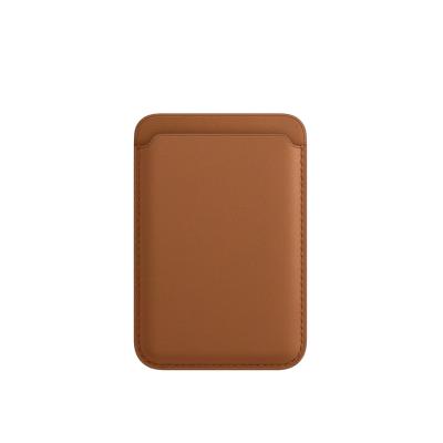 China Fashion Made For MagSafe Credit Card Holder Business Wallet Brown Case Pocket Card Leather Bag For Apple iphone for sale