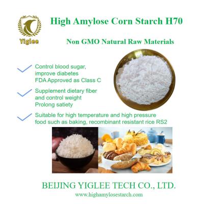 China BEIJING YIGLEE TECH High Amylose Maize Starch H70 RS2 High Amylose Resistant Starch Non GMO Low GI Starch for sale