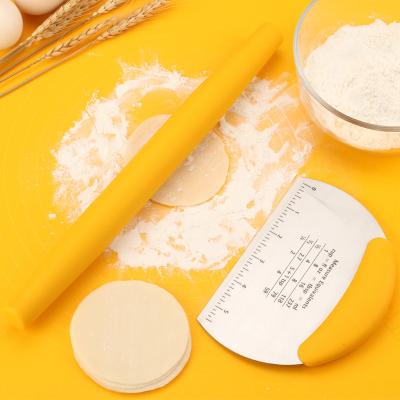 China Viable Silicone Pad Kneading Silicone Rolling Pin Stainless Steel Scale Noodle Knife Cooking Set for sale