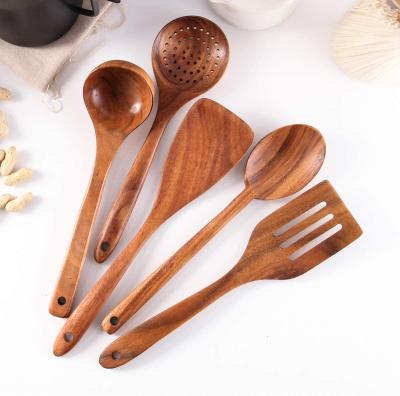 China Amazon Sustainable Healthy Wooden Spatula Nonstick Wooden Kitchen Tools Cooking Kitchen Utensil Set With Rack For Baking for sale